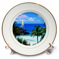 3dRose Bahamas Boating, Porcelain Plate, 8-inch   